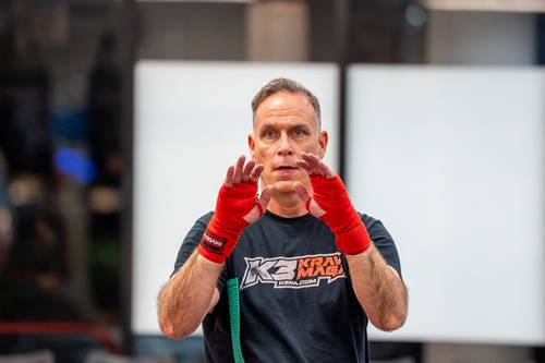 Instructor holding a boxing guard during a Krav Maga class at K3 Martial Arts in Roseville
